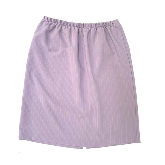 Lavender Pinstripe Knee Length Midi Skirt - Picture 1 of 6
